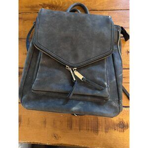 Violet Ray Kendall Backpack Gray Leather With Multiple Zipper Compartments & Adj